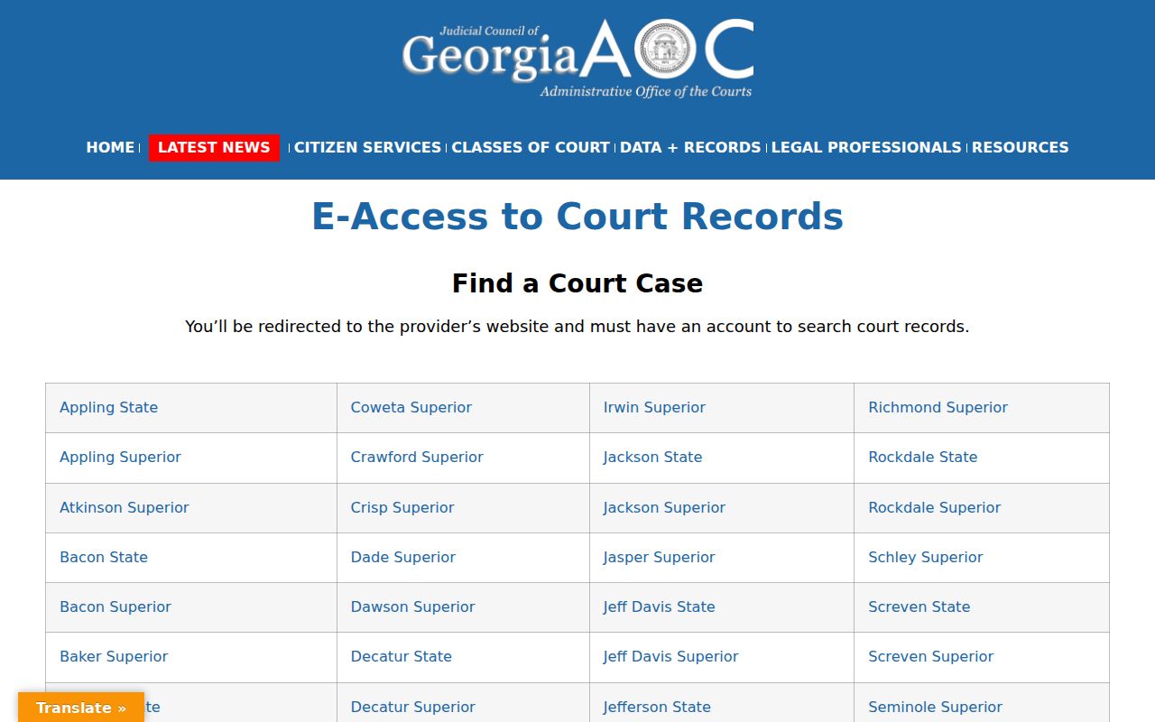 Brantley County Superior Court e-access warrant route