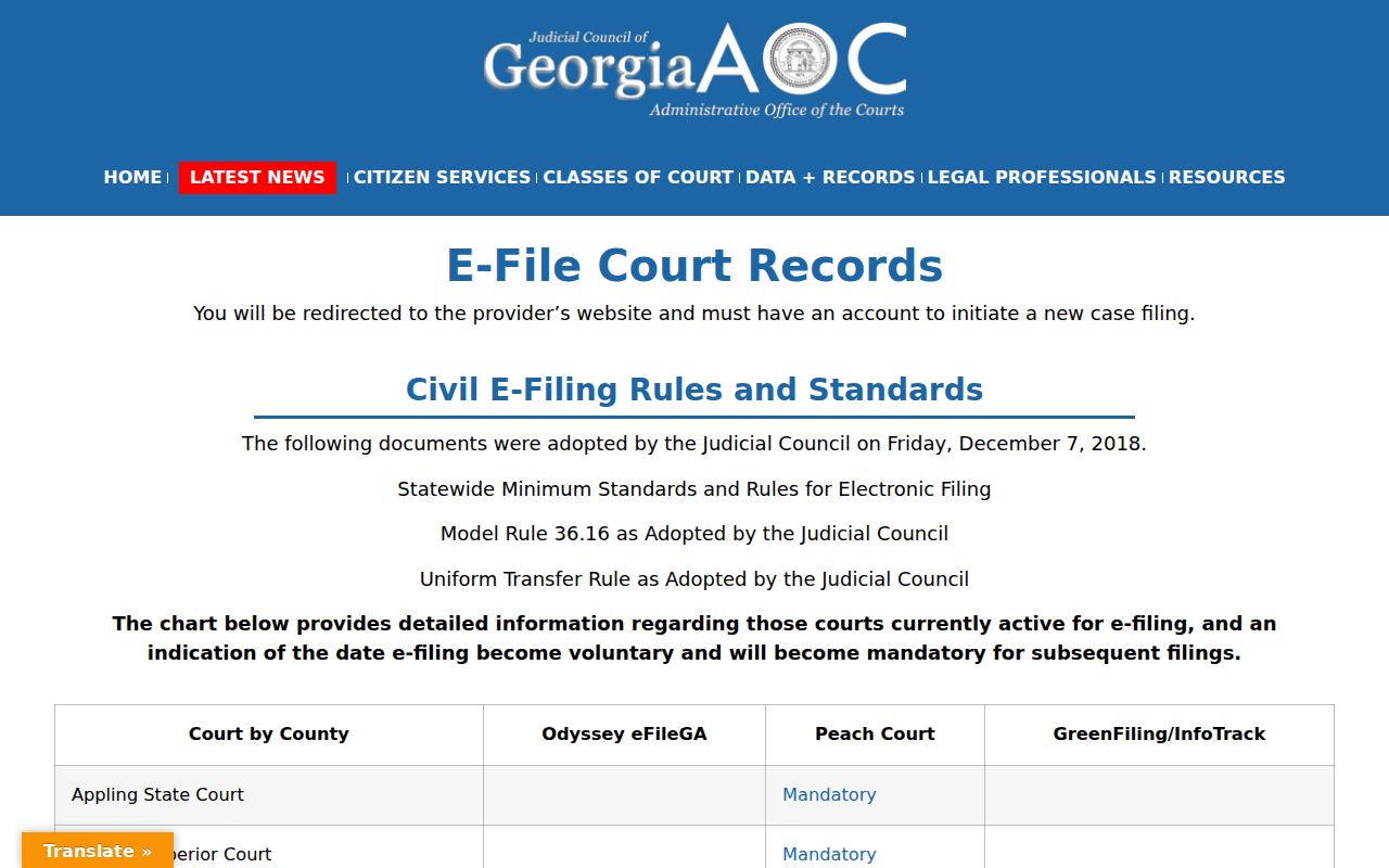 Brantley County Superior Court e-file warrant context