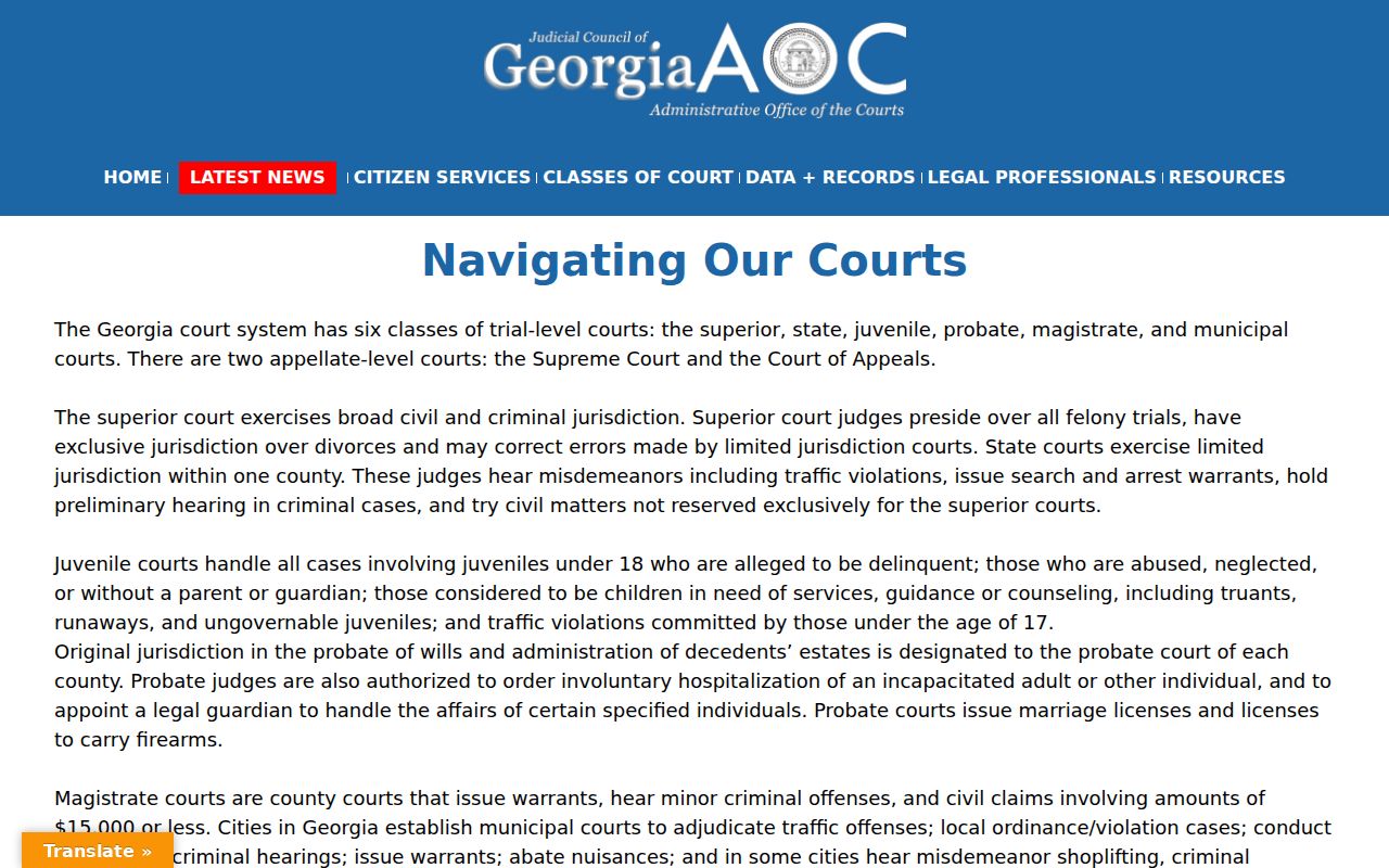 Georgia court hierarchy for Brantley County warrant records