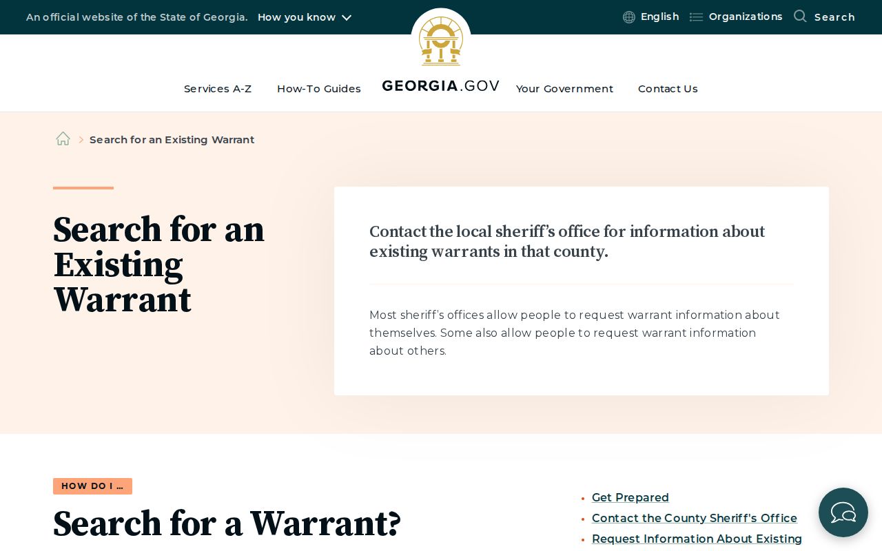 Georgia guidance for a Brantley County warrant check