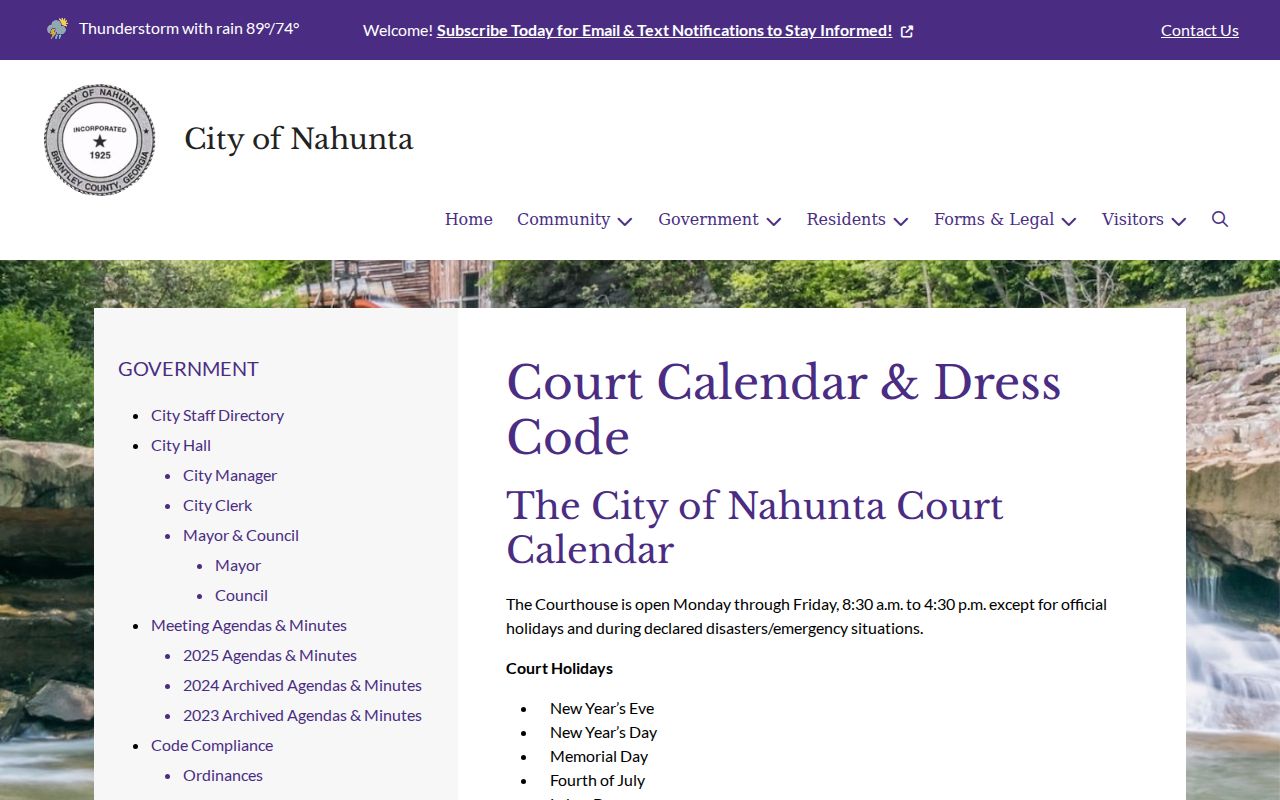 Brantley County city warrant visit hours at Nahunta court