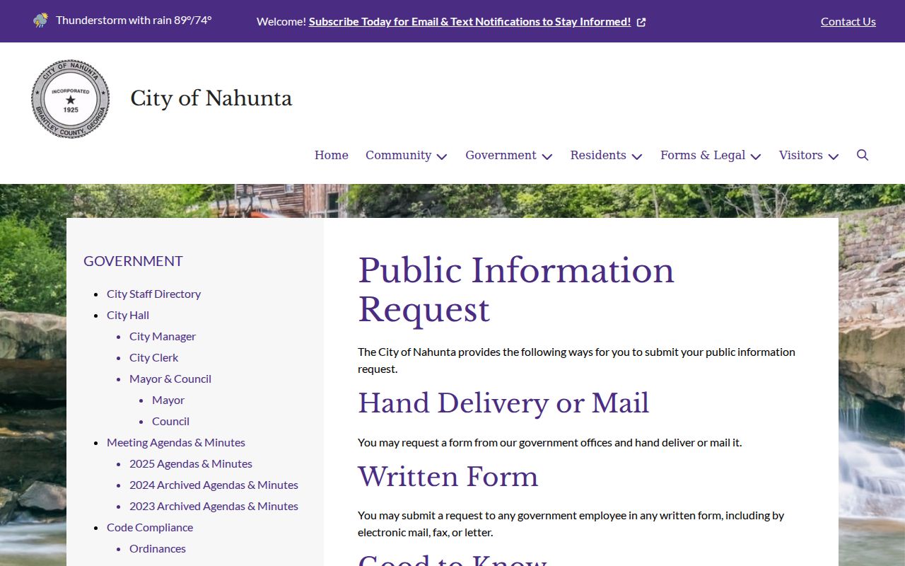 Nahunta warrant records written request channels